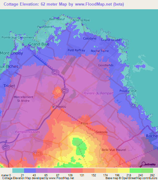 Cottage,Mauritius Elevation Map