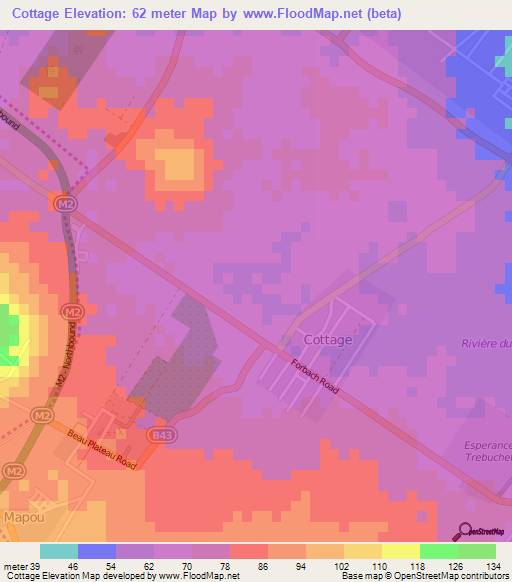 Cottage,Mauritius Elevation Map