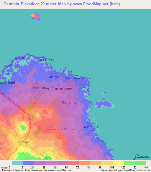Germain,Mauritius Elevation Map