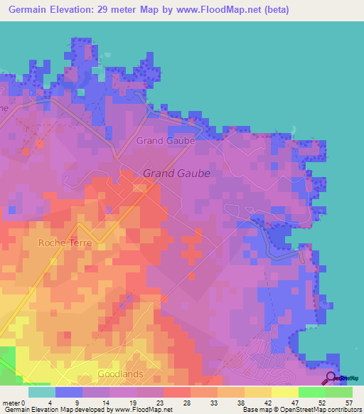 Germain,Mauritius Elevation Map