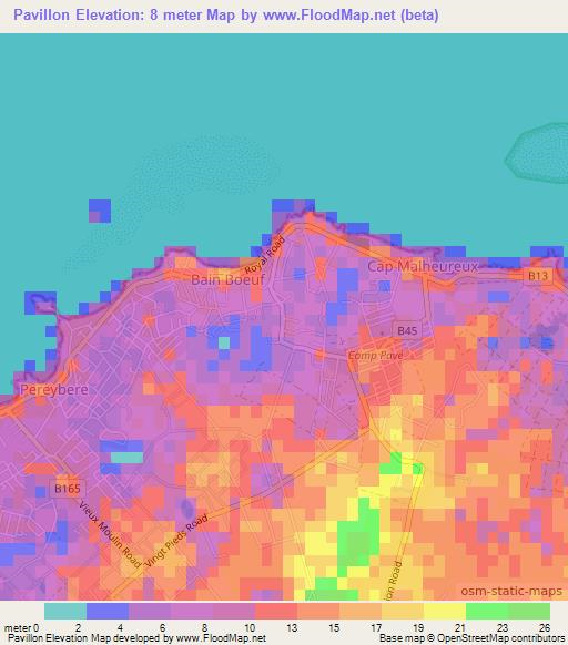 Pavillon,Mauritius Elevation Map