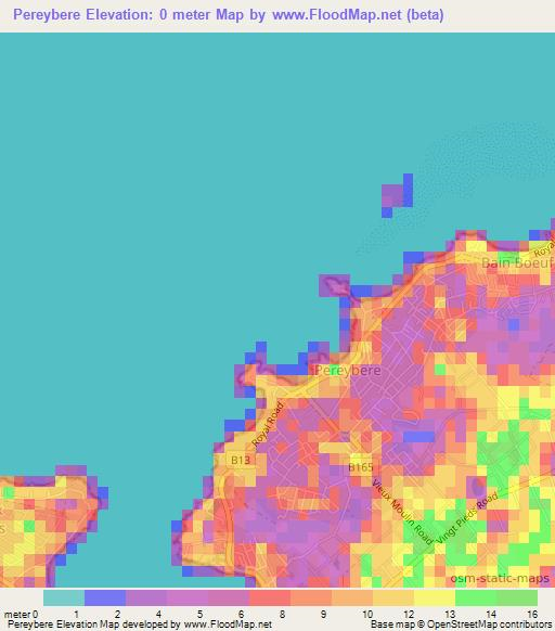 Pereybere,Mauritius Elevation Map