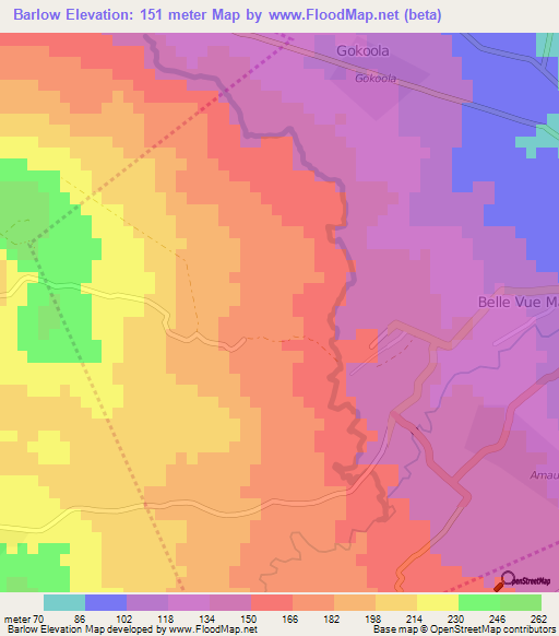 Barlow,Mauritius Elevation Map