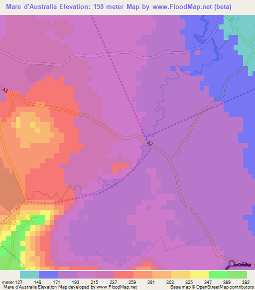 Mare d'Australia,Mauritius Elevation Map