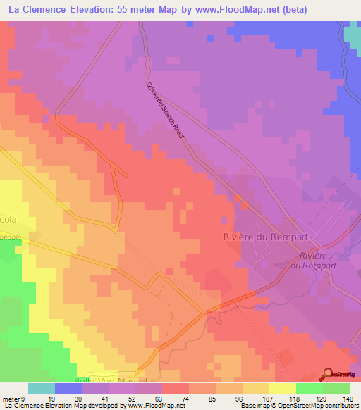 La Clemence,Mauritius Elevation Map