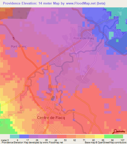 Providence,Mauritius Elevation Map