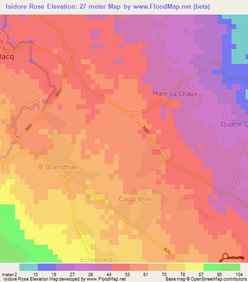 Isidore Rose,Mauritius Elevation Map