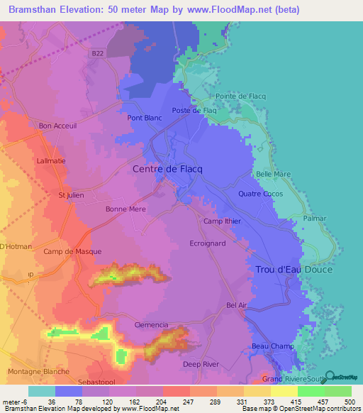 Bramsthan,Mauritius Elevation Map
