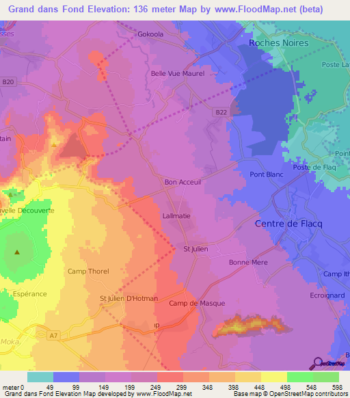Grand dans Fond,Mauritius Elevation Map