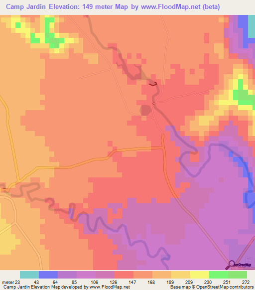 Camp Jardin,Mauritius Elevation Map