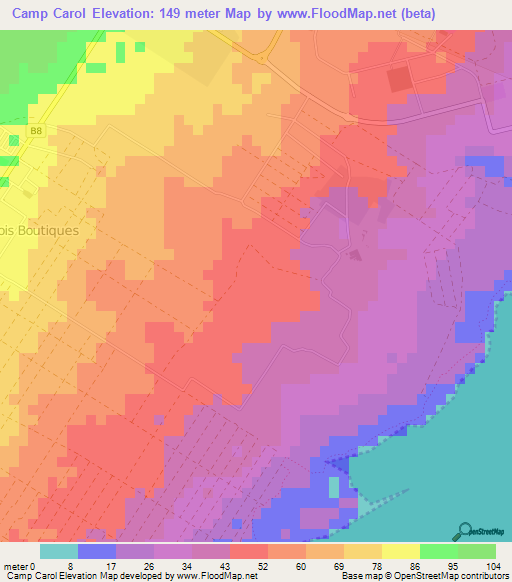 Camp Carol,Mauritius Elevation Map