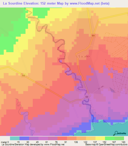 La Sourdine,Mauritius Elevation Map