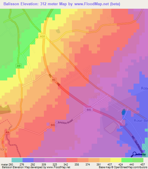 Balisson,Mauritius Elevation Map