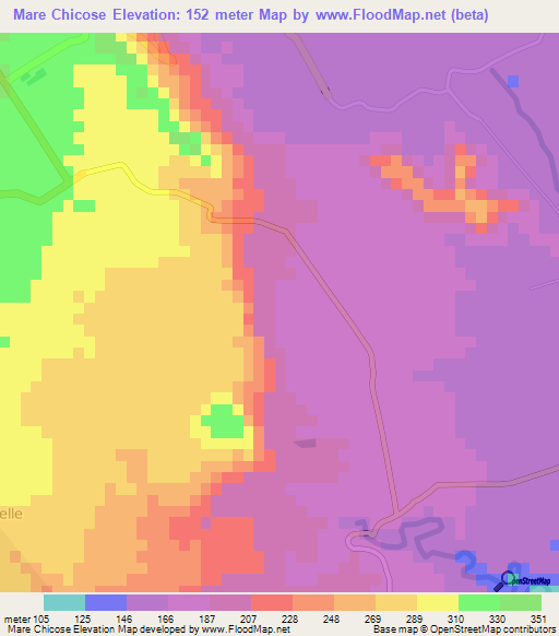 Mare Chicose,Mauritius Elevation Map