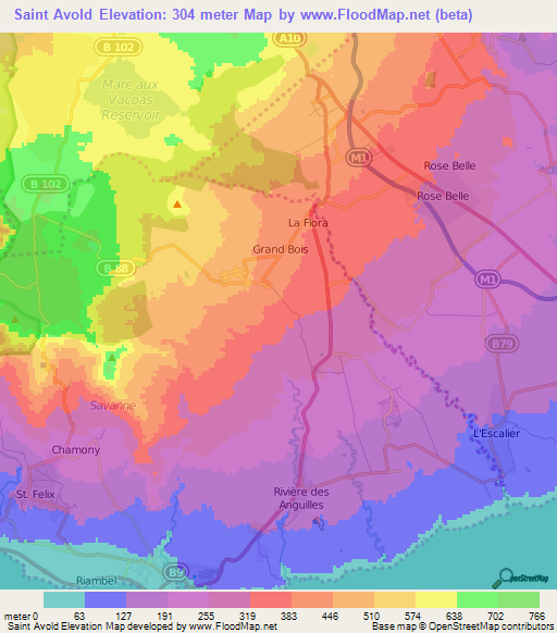 Saint Avold,Mauritius Elevation Map
