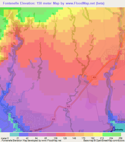Fontenelle,Mauritius Elevation Map