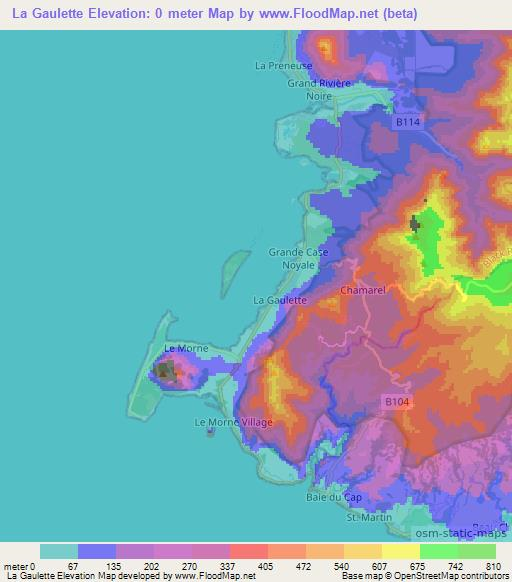 La Gaulette,Mauritius Elevation Map
