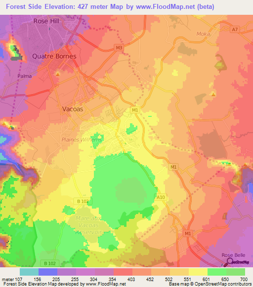Forest Side,Mauritius Elevation Map