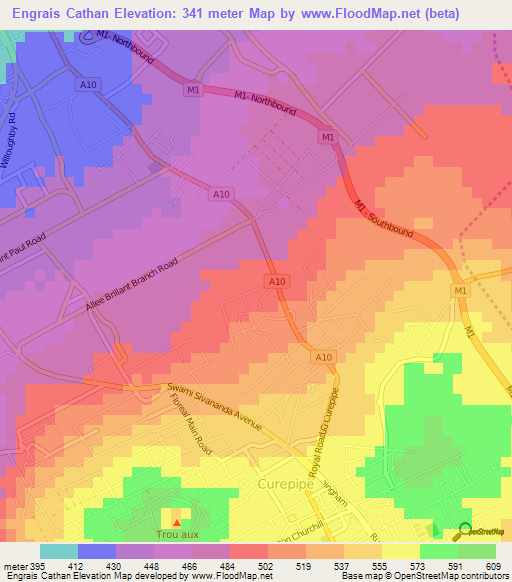 Engrais Cathan,Mauritius Elevation Map