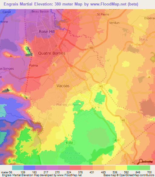 Engrais Martial,Mauritius Elevation Map