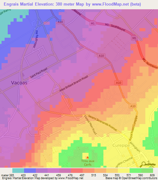 Engrais Martial,Mauritius Elevation Map
