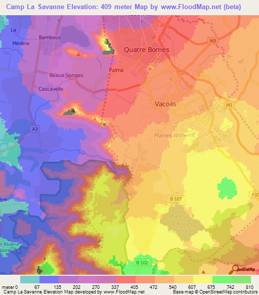 Camp La Savanne,Mauritius Elevation Map