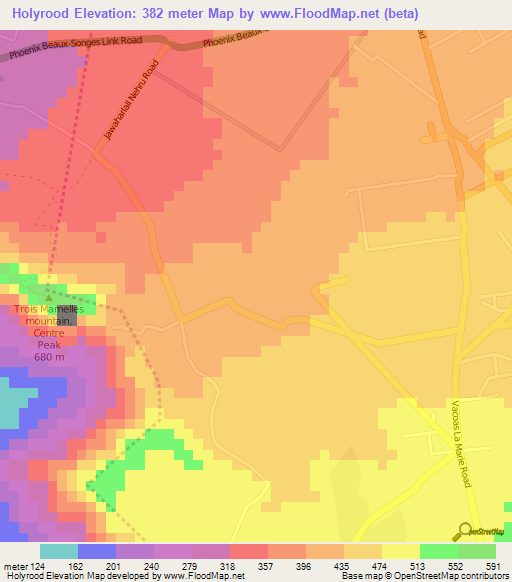 Holyrood,Mauritius Elevation Map