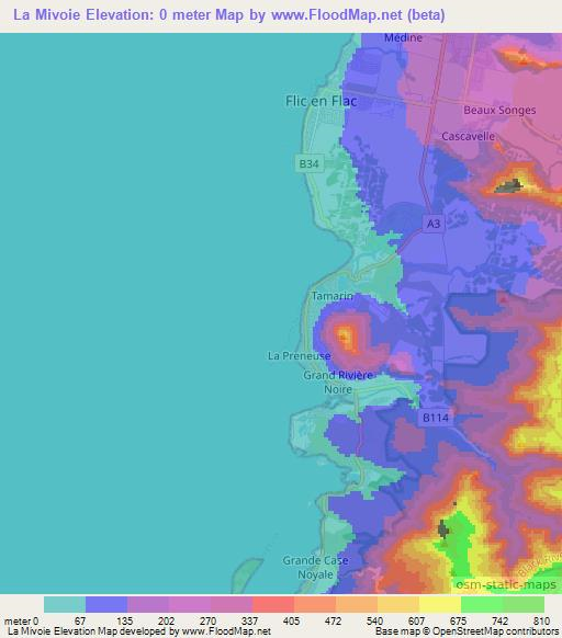 La Mivoie,Mauritius Elevation Map