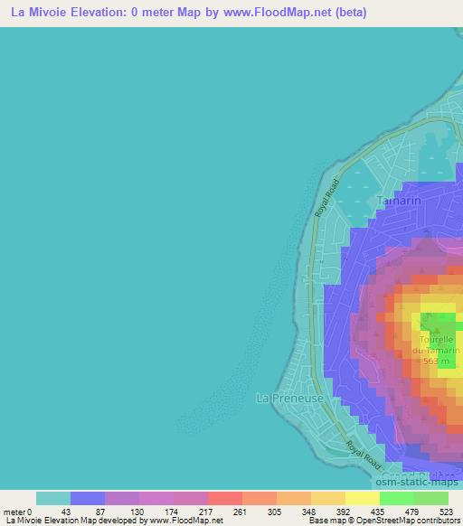 La Mivoie,Mauritius Elevation Map