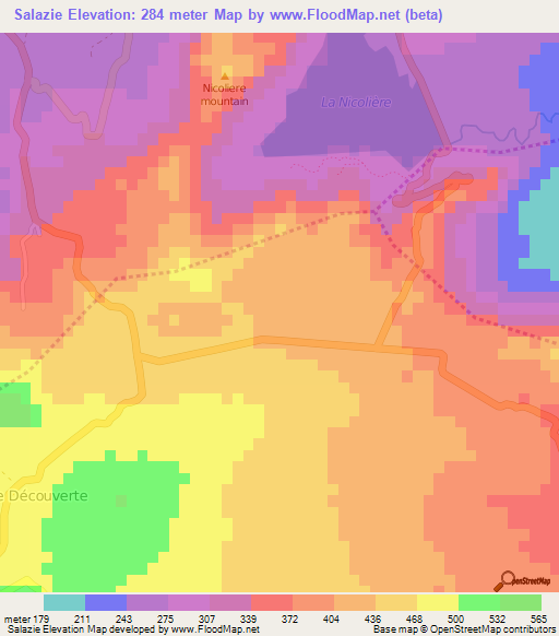 Salazie,Mauritius Elevation Map