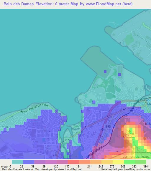 Bain des Dames,Mauritius Elevation Map
