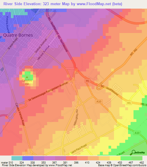 River Side,Mauritius Elevation Map