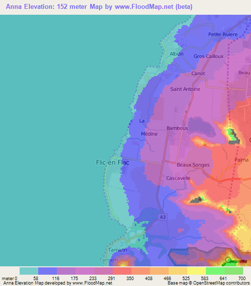 Anna,Mauritius Elevation Map