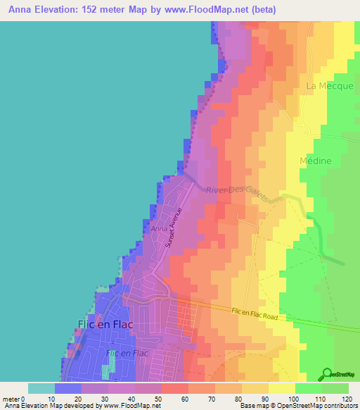 Anna,Mauritius Elevation Map