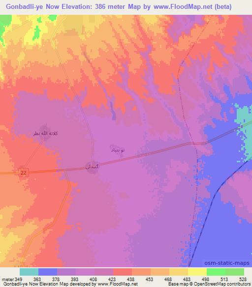 Gonbadli-ye Now,Iran Elevation Map