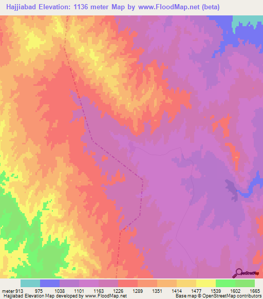 Hajjiabad,Iran Elevation Map