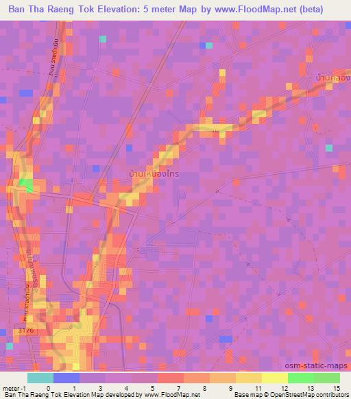 Ban Tha Raeng Tok,Thailand Elevation Map