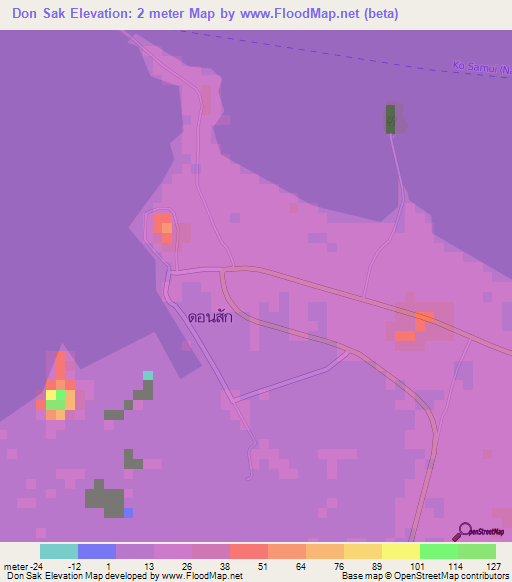 Don Sak,Thailand Elevation Map
