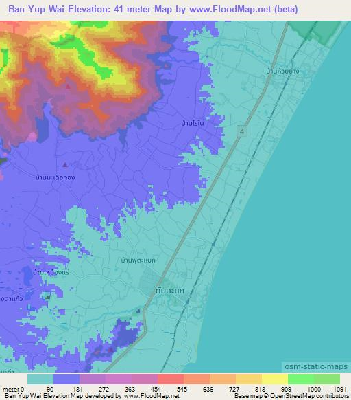 Ban Yup Wai,Thailand Elevation Map