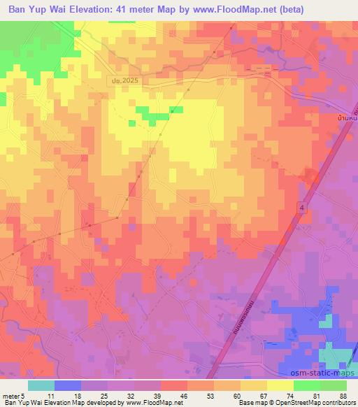 Ban Yup Wai,Thailand Elevation Map