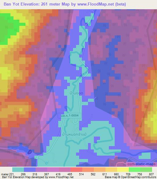 Ban Yot,Thailand Elevation Map