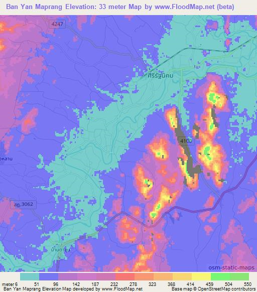 Ban Yan Maprang,Thailand Elevation Map