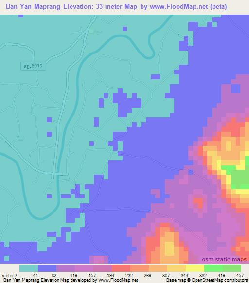 Ban Yan Maprang,Thailand Elevation Map