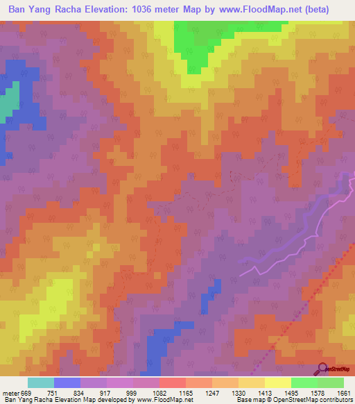Ban Yang Racha,Thailand Elevation Map