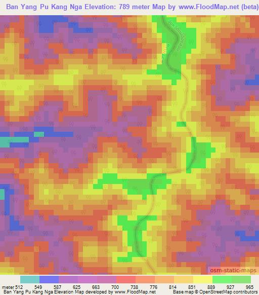 Ban Yang Pu Kang Nga,Thailand Elevation Map