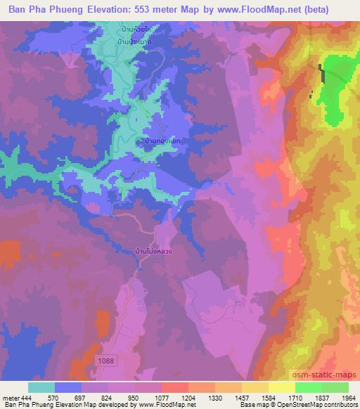 Ban Pha Phueng,Thailand Elevation Map
