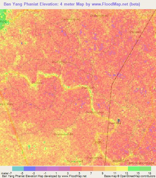 Ban Yang Phaniat,Thailand Elevation Map