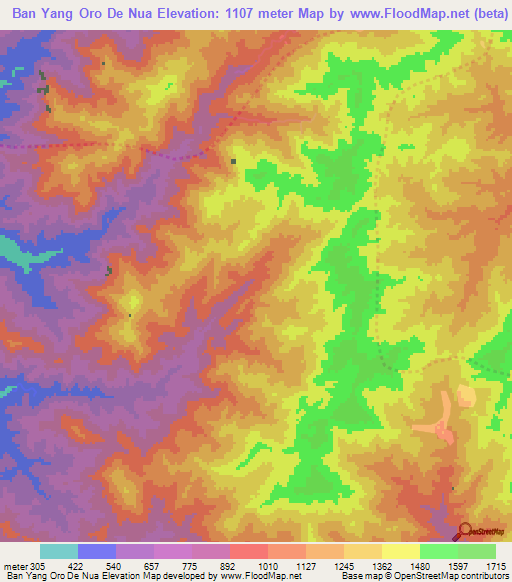 Ban Yang Oro De Nua,Thailand Elevation Map
