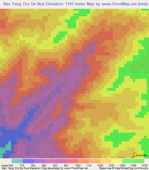 Ban Yang Oro De Nua,Thailand Elevation Map