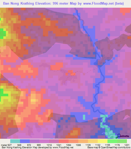 Ban Nong Krathing,Thailand Elevation Map